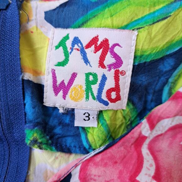 JAMS WORLD Vintage 80s 90s Bright Floral Rose Print Dress Sleeveless - Picture 5 of 9